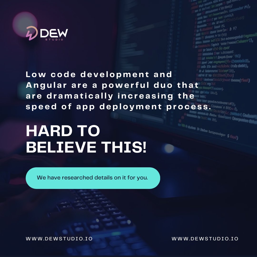 dewstudio_io's tweet image. We found insights and data that proves angular and low code platform are improving businesses operation and reputation both. click to find out how, 
bit.ly/3WVJeEW
DEWStudio, a product developed by TechRev LLC
#DEWStudio #lowcodeplatform #lowcodetool #lowcodesolution