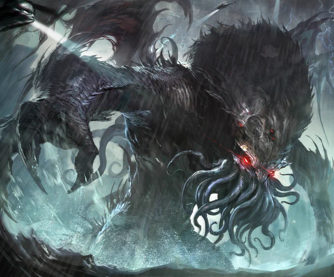 #やじるのえ #過去作品 #Cthulhu 寝る前に、過去に描いたクトゥルーたちを再掲しておこう。