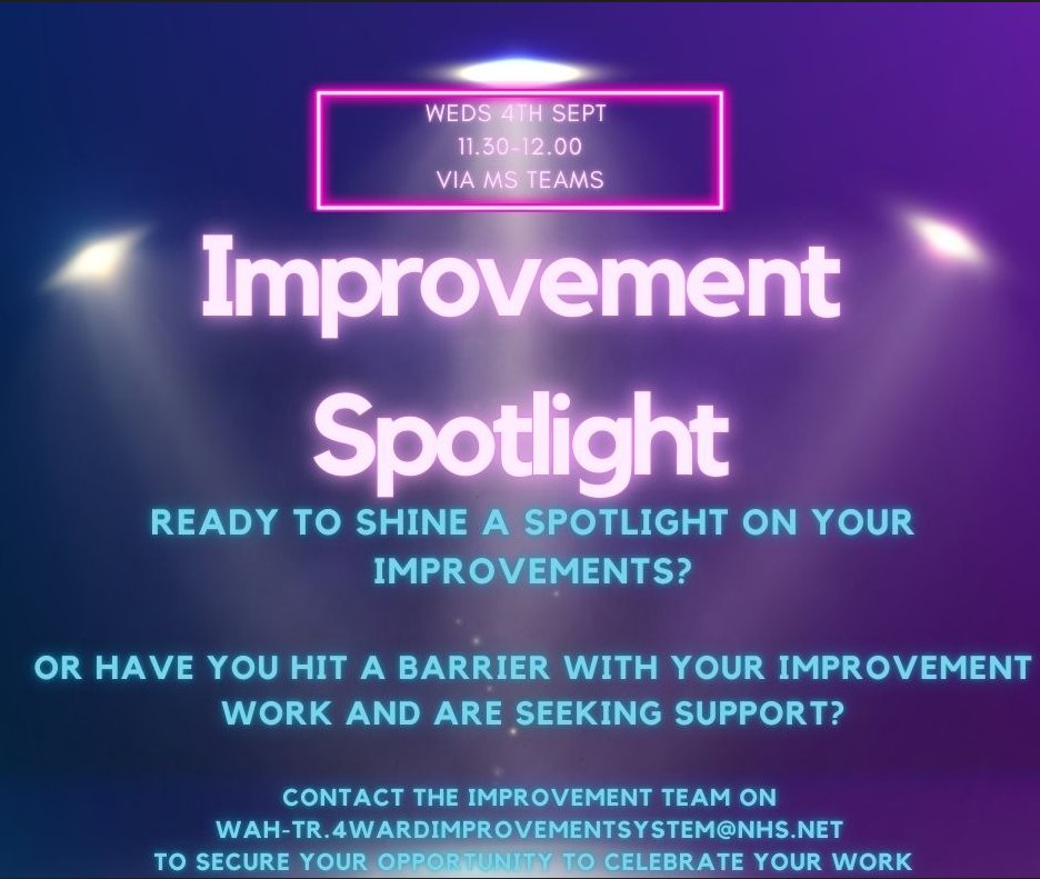 Let us know if you would like to attend or take part in the new (and improved!) Improvement Spotlight ##betterneverstops