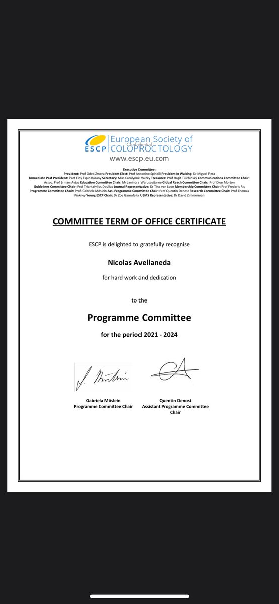 nlavellaneda's tweet photo. Well that s a wrap! 3 years Serving @escp_tweets #programmecommittee
Honoured and happy for this years learning under leadership of @GabrielaMoslein @QDenost ๐ฏ๐ฏ.
Now I have to find another thing to do within @escp_tweets ๐
@eloiespin @AntoninoSpin @MiguelCunhaSurg @SWexner https://t.co/jlPuNp1JcL