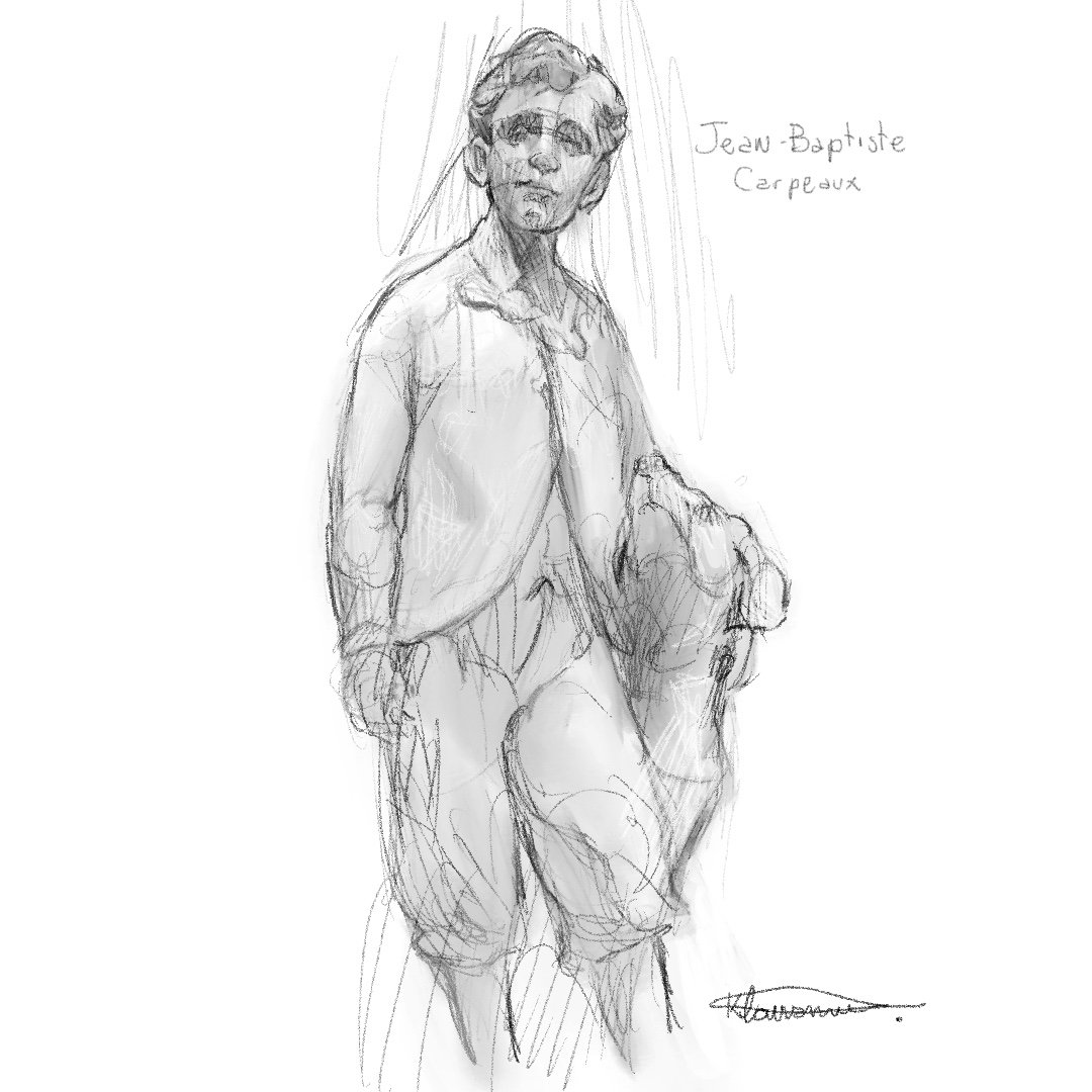 Desenho gestual feito a partir da escultura "Le Prince Impérial Et Son Chien Néro" de 
Jean-Baptiste Carpeaux