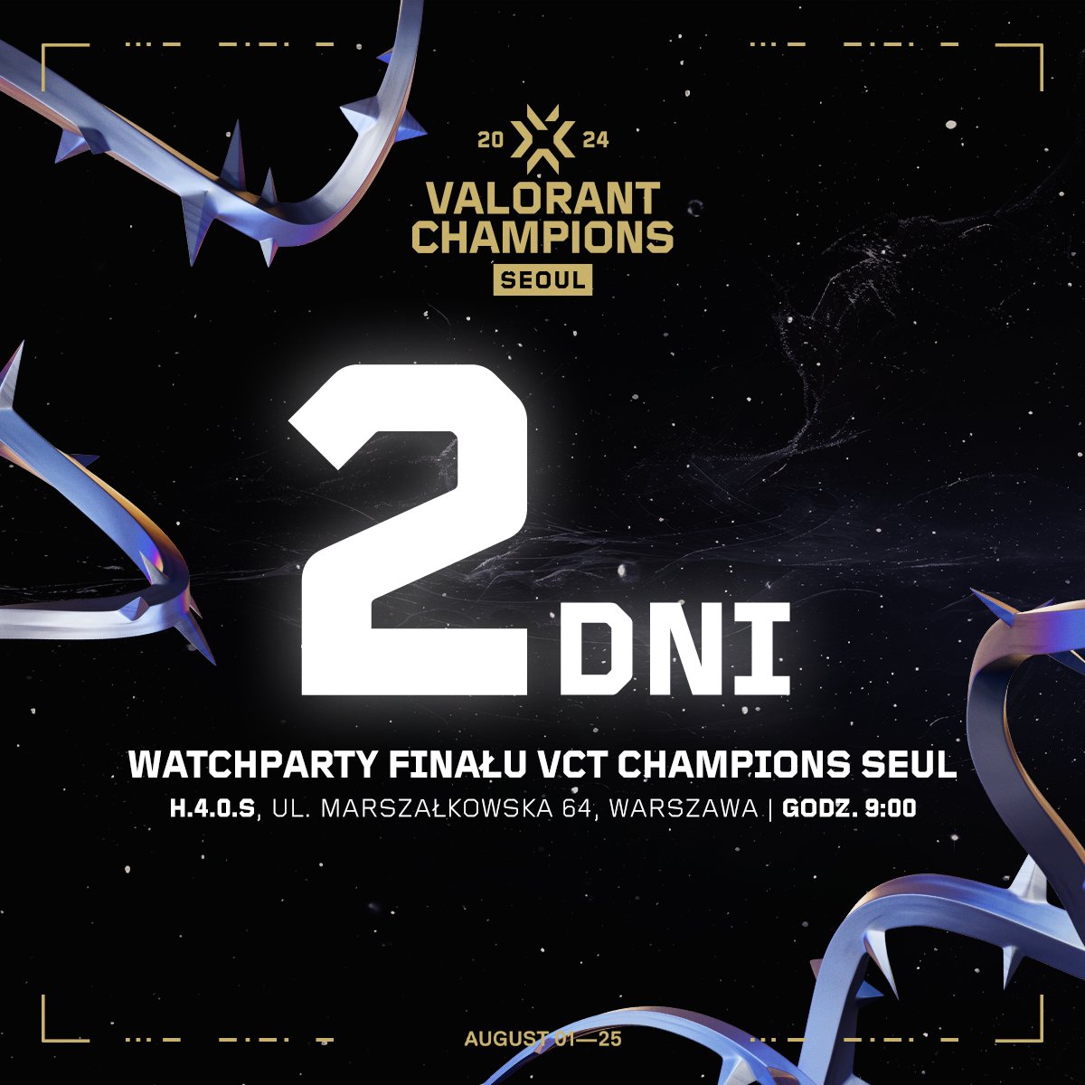 VALORANT CHAMPIONS ALERT! 🚨

Od wspólnego kibicowania w <a href="/H40S_Warsaw/">H.4.0.S</a>, dzielą nas już tylko dwa dni! 🔥

#VALORANTChampions