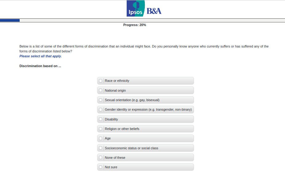 ddblake7's tweet photo. @dcediy Am I reading this right, that in the survey to inform the National Strategy for Women &amp; Girls, in the q on discrimination, there is no way to record experiences of discrimination on the basis of being a woman or girl?   @IpsosBandA @WomensSpaceIre https://t.co/hX0XrEnoSX