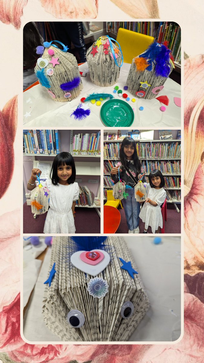 What better way to protect the environment than by turning old books into fun decorations! The staff at Roxeth library have this mastered - these birdcages made at a craft activity last week look amazing!