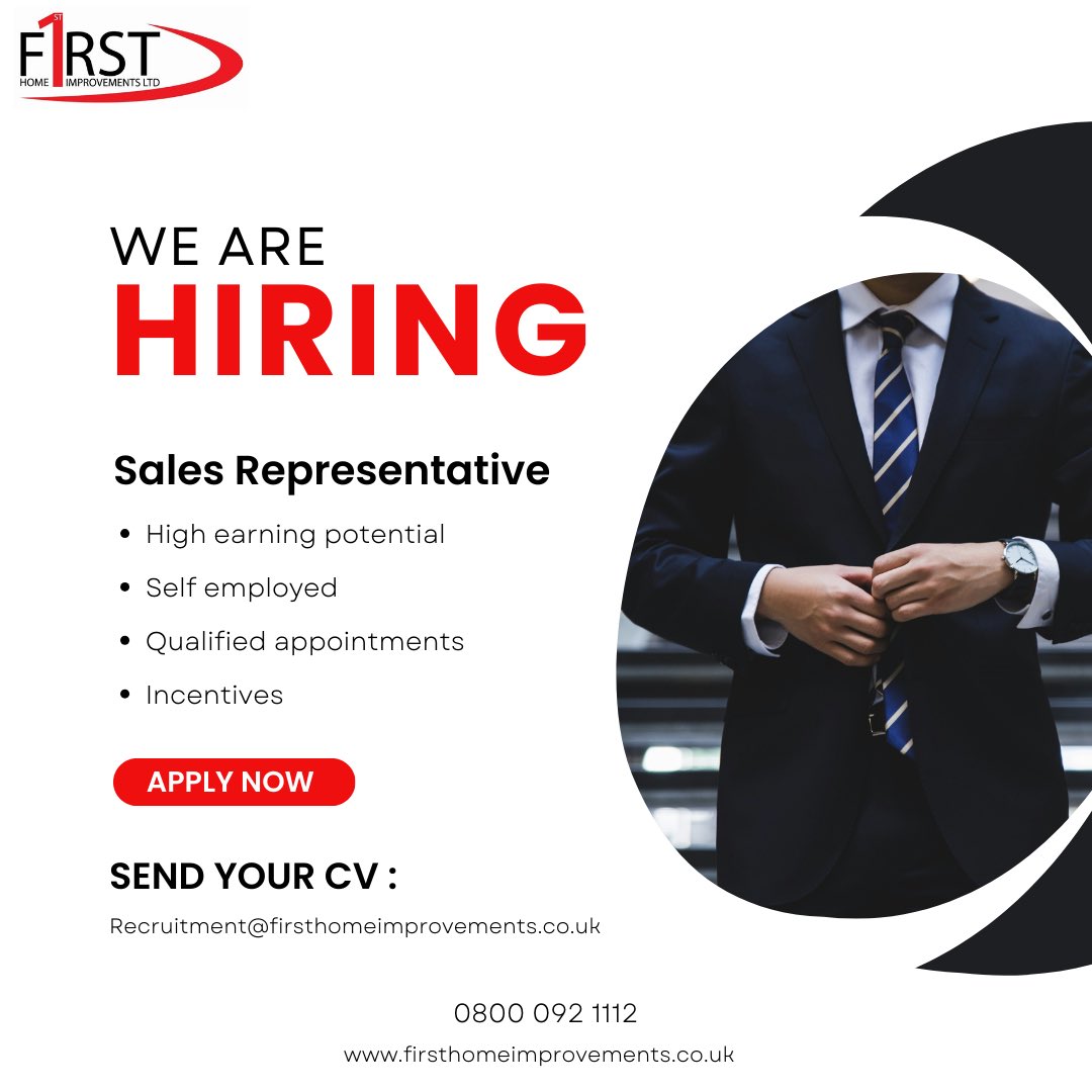 Looking to establish a career within sales? 
We’re recruiting… nationwide! 

For more information please visit our website: firsthomeimprovements.co.uk/careers-jobs/s…