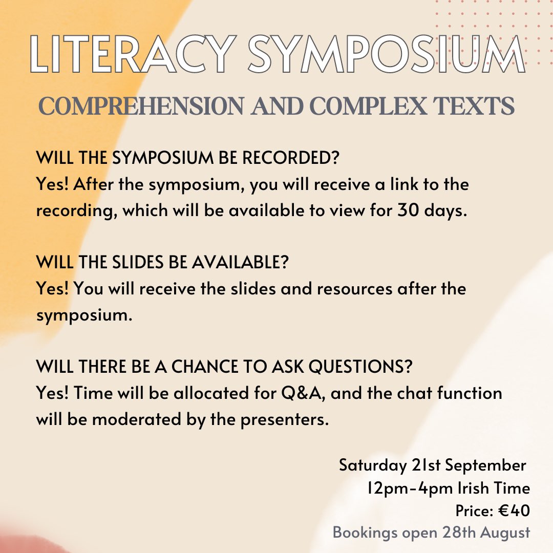 Very excited to have <a href="/ReadingShanahan/">Timothy Shanahan</a>  join us for an online Literacy Symposium all about comprehension on 21st September. Registration opens on Wednesday 28th August. Bígí linn! #EdChatIE #ScienceOfReading @OSulliJen <a href="/treasa_bowe/">Treasa Ní Bhuaigh</a> <a href="/fiorentini_cm/">Clara Maria Fiorentini</a>