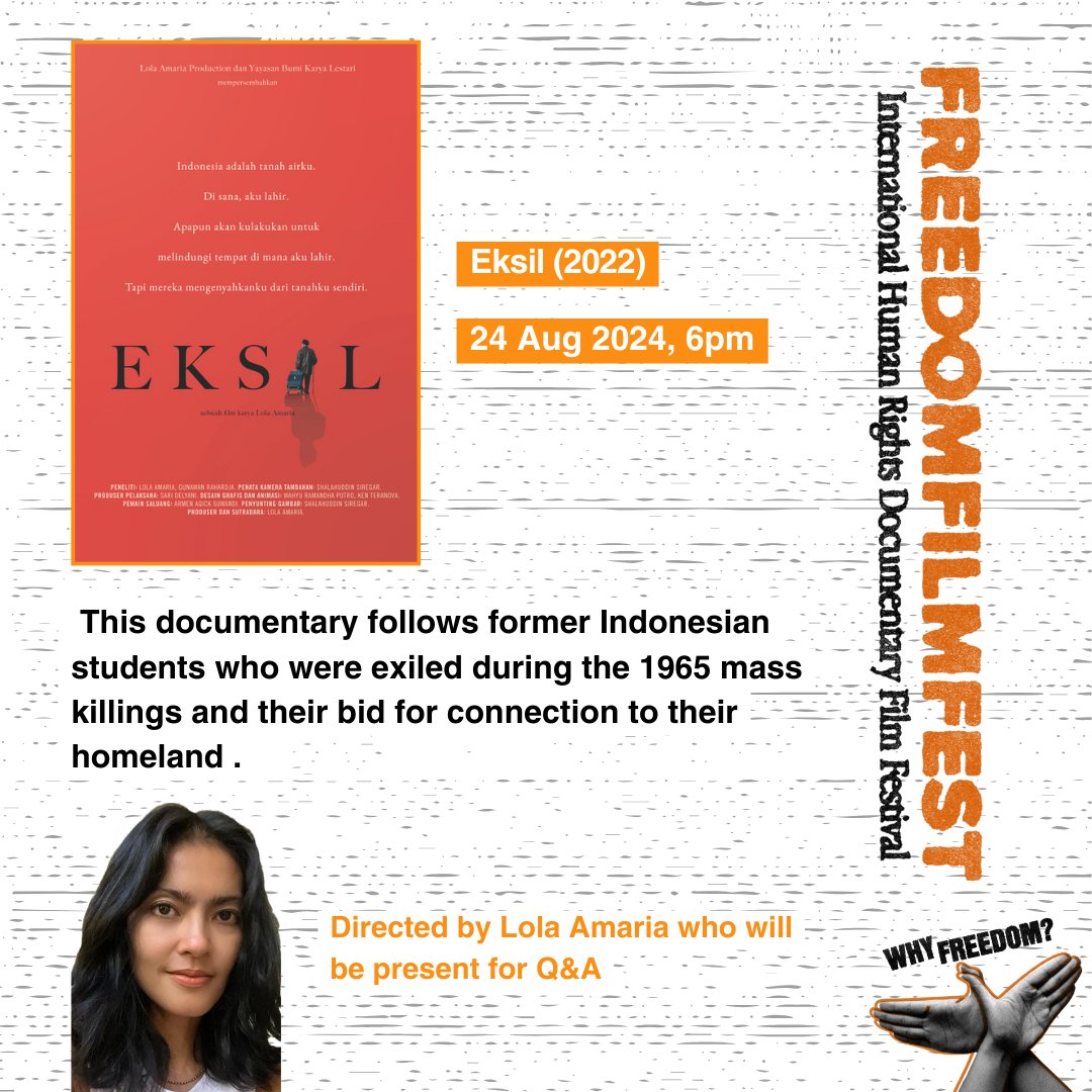 [Announcement]

Join us for Awards Night and the last film of FFF24! Celebrate social filmmakers from around the world with us. Dinner will be provided, followed by our finale film Eksil (2022). Director <a href="/LolaAmaria/">Lola Amaria</a> will be present for a Q&amp;A. Don't miss out the fun!
