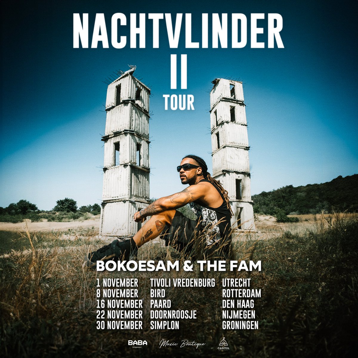 Komend najaar brengt <a href="/bokoesanka/">Doe Het Nou Gewoon</a> zijn nieuwe album ‘Nachtvlinder II’ uit en gaat hij op tour. Tickets zijn nú verkrijgbaar babamanagement.com/bokoesam-tour