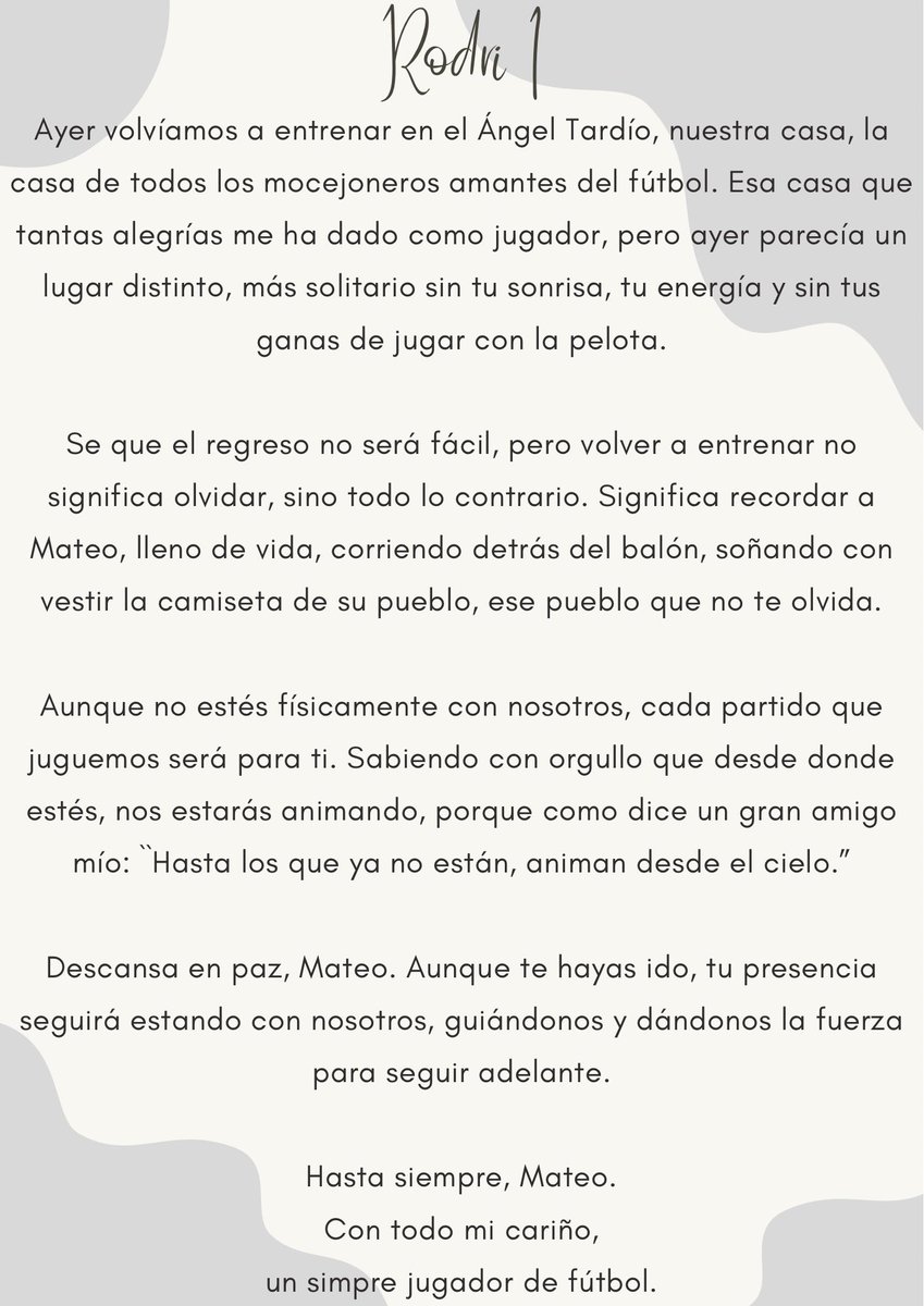 Con todo mi cariño, para ti Mateo, de un simple jugador de fútbol. ❤️⚽️

<a href="/CD_Mocejon/">CD MOCEJÓN</a>