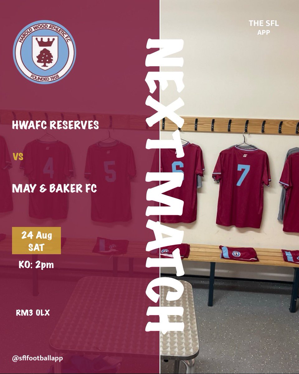Harold Wood Athletic FC Reserves (@hwafc_reserves) on Twitter photo Tomorrow we welcome <a href="/mayandbakerEOFL/">May and Baker (EOFL)</a> to The Wood! Bar open from 12pm, get over and support the team! #UTW <a href="/Beaverbrooks/">Beaverbrooks the Jewellers</a> Tomorrow we welcome <a href="/mayandbakerEOFL/">May and Baker (EOFL)</a> to The Wood! Bar open from 12pm, get over and support the team! #UTW <a href="/Beaverbrooks/">Beaverbrooks the Jewellers</a>