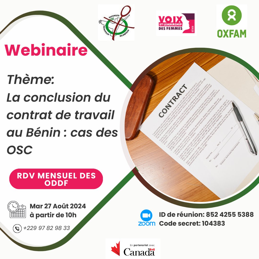 Plaisir de vous convier au prochain RDV MENSUEL 
🗓 Mardi 27 Août 2024
🕙 10H00
 
Joignez vous à nous via ZOOM via le lien ci-dessous:  👇🏼

us06web.zoom.us/j/85242555388?…

ou 
ID de réunion: 852 4255 5388
Code secret: 104383

<a href="/OxfamAuBenin/">Oxfam au Bénin</a>  <a href="/EmmanuelGanse/">Monsieur GANSE🇧🇯</a> <a href="/VBGPasMonGenre/">Réseau des Champion.ne.s</a> @benintv_infos