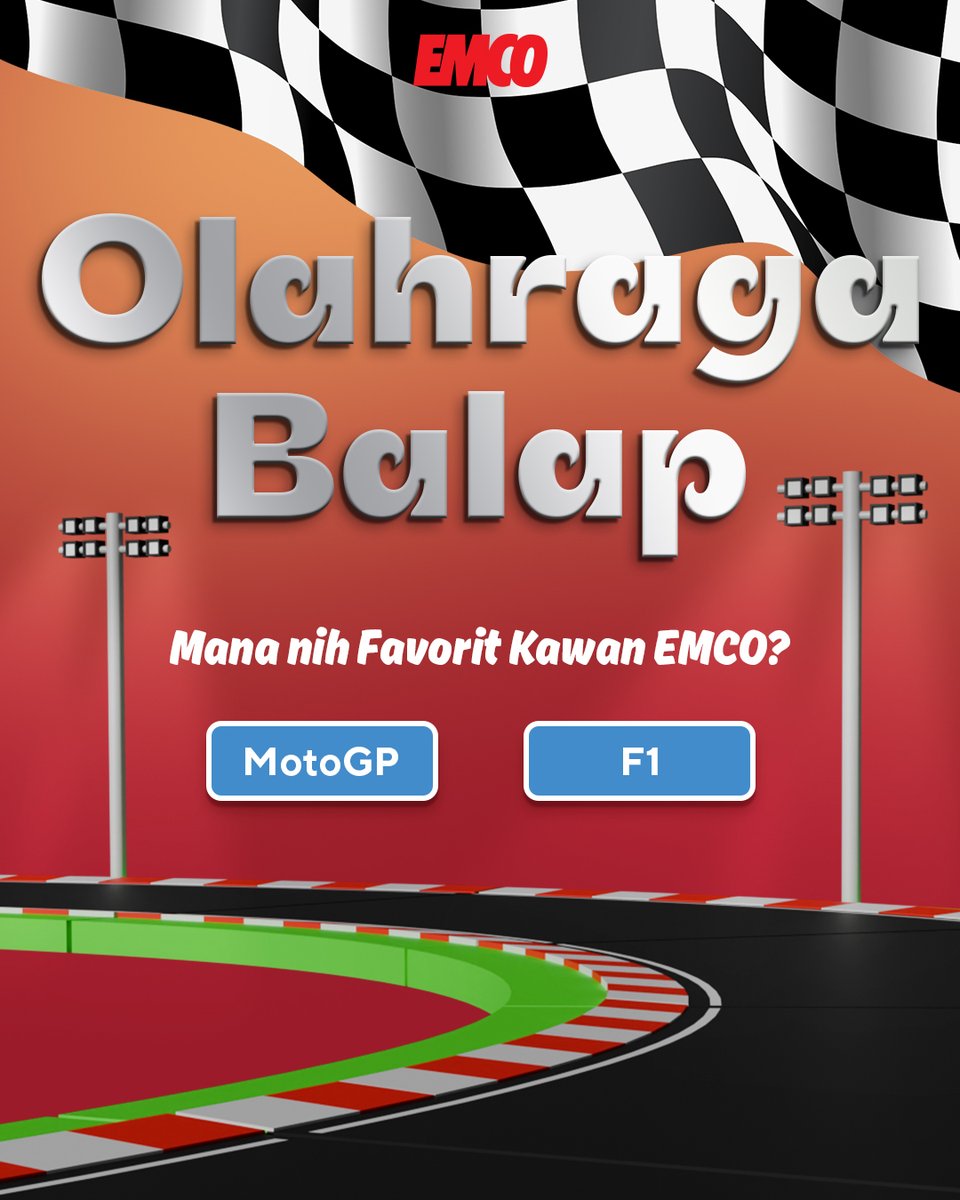 EMCOPaint's tweet photo. MotoGP atau F1, mana yang bikin jantungmu berdebar lebih kencang? Ajak temanmu untuk ikutan vote!

#EMCOpaint #EMCOlux #catkayudanbesi #polling #sport #MotoGP #F1 #balap #racing #suarafans https://t.co/BuJeQDw8yE