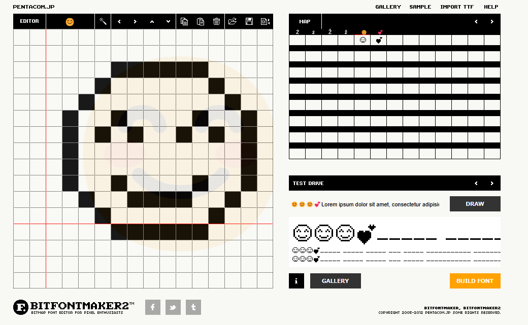 pentacom's tweet photo. BitFontMaker2 now supports editing glyphs (including emojis) beyond Unicode U+10000.
https://t.co/jrng2CvXtV https://t.co/WIZ5ix5ZhB