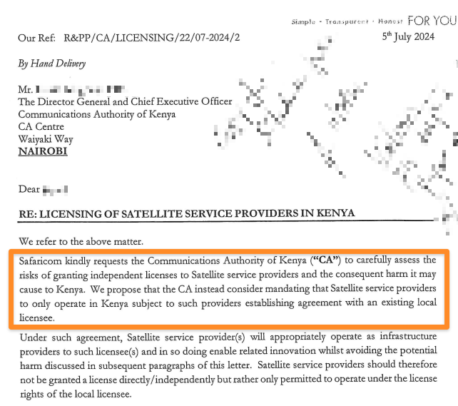 sitatik's tweet photo. Translation:

"We at @SafaricomPLC are jarred by the entry of reliable, better value-for-money competition from abroad.

Given our inability to compete on quality, and our unwillingness to compete on price, we would like to explore using your regulation as our primary defense" https://t.co/M32BPXU1V1