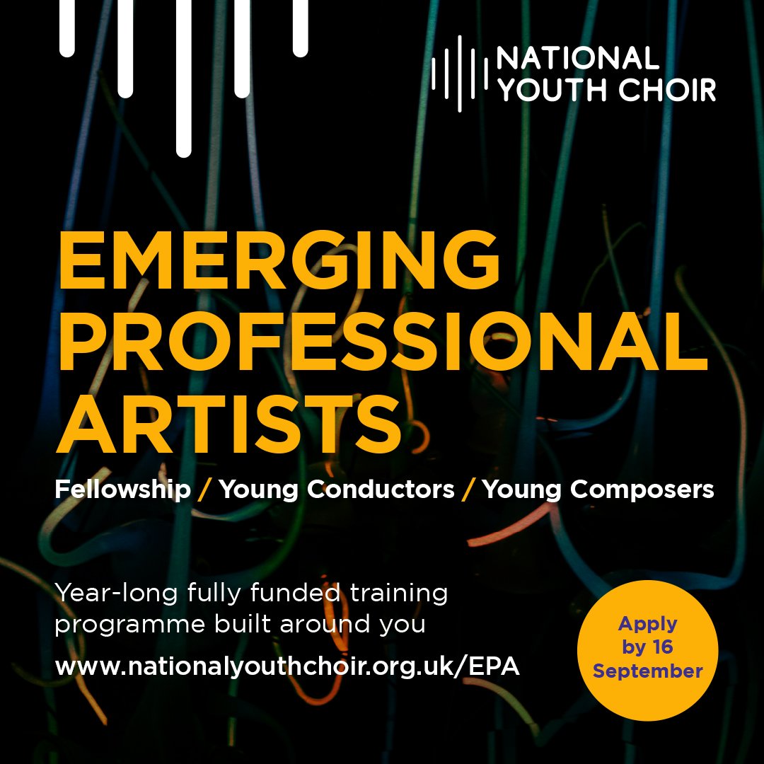 Royal Philharmonic Society (@royalphilsoc) on Twitter photo Our friends @NatYouthChoir offer three innovative development schemes for early-career artists. Applications are open for their Fellowship, Young Conductors and Young Composers programmes until 16 September.
Find out more and apply: nationalyouthchoir.org.uk/become-an-emer… Our friends @NatYouthChoir offer three innovative development schemes for early-career artists. Applications are open for their Fellowship, Young Conductors and Young Composers programmes until 16 September.
Find out more and apply: nationalyouthchoir.org.uk/become-an-emer…