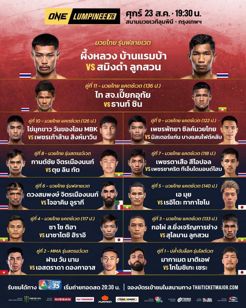 NewYang69's tweet photo. 📢 มาแล้วครับศึกมวย ONE LIMPINEE 76
ประจำวันศุกร์ที่ 23 ส.ค. เวลา 19.30น.
เรทและราคาเปิดแล้วสามารถสมัครเข้ามาได้ที่ @mone69สมัครวันนี้พร้อมดึงเข้ากลุ่มฟรีทุกกลุ่มรีบๆนะครับกอนมวยมา
 #มวยไทย #มวยONE #ONECHAMPIOSHIPTHAILAND  #มวยช่อง7 #มวยไทย7สี #มวยสากล   #เทรนด์วันนี้  #ล่าสุด https://t.co/jB97r7AHTS