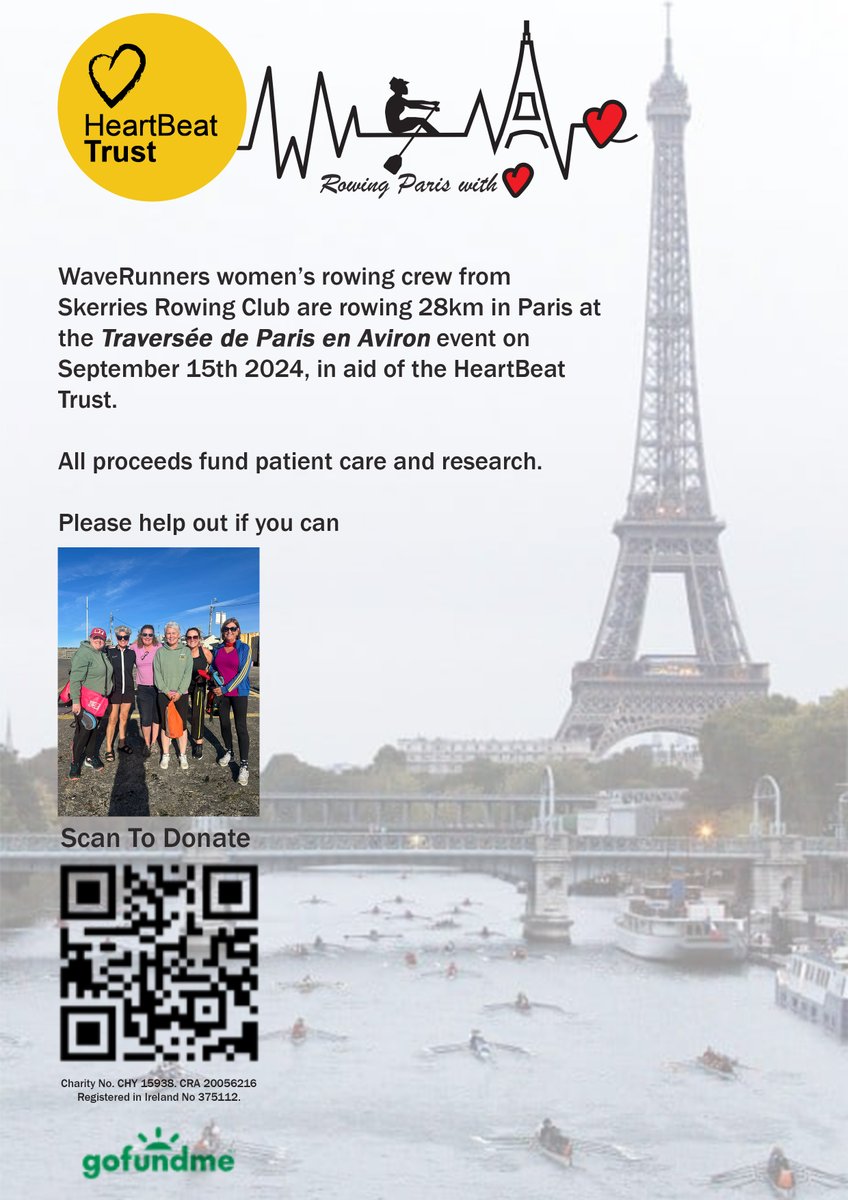 HeartBeat Trust (@heartbeattrust_) on Twitter photo Please support <a href="/SkerriesRowing/">Skerries Rowing Club</a>
club crew 'The WaveRunners' as they row 28km in Paris in aid of The HeartBeat Trust. gofund.me/1bdc4bed
#irish #irishcharity #charity #fundraising #rowing #heartfailure Please support <a href="/SkerriesRowing/">Skerries Rowing Club</a>
club crew 'The WaveRunners' as they row 28km in Paris in aid of The HeartBeat Trust. gofund.me/1bdc4bed
#irish #irishcharity #charity #fundraising #rowing #heartfailure