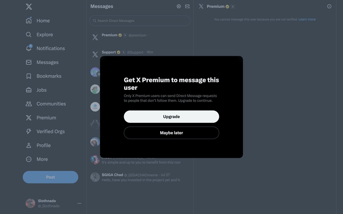 _Slothnado's tweet photo. @premium I can't get my subscription going. When I try from my phone it says I already have one. My card even got charged, but it's not working at all.

I can't message @premium directly because it says I don't have a premium subscription, which I do. https://t.co/5IB1lENG5X