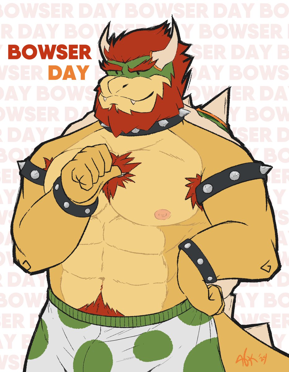 A little late to the party but Happy Bowser Day! #BowserDay #BowserDay2024 

Remade my old bowser day art from 2022