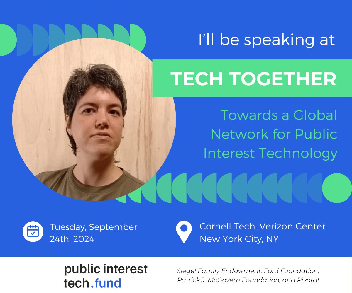 Lori Regattieri (@followlori) on Twitter photo I'm excited to speak about public interest technology and climate justice at Tech Together. The event is part of the convening of the Public Interest Fund during Climate Week NYC and UNGA79. Let's connect or send me a link for meet ups from the environmental justice community! I'm excited to speak about public interest technology and climate justice at Tech Together. The event is part of the convening of the Public Interest Fund during Climate Week NYC and UNGA79. Let's connect or send me a link for meet ups from the environmental justice community!