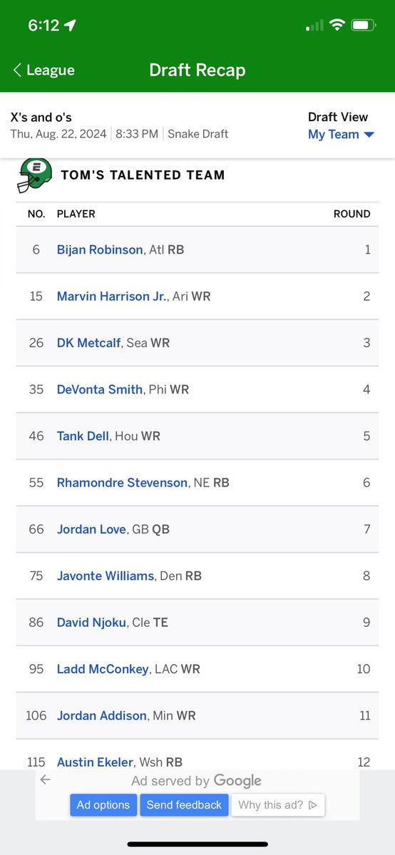 tomtheMailGuy's tweet photo. @JeffRatcliffe Good morning Jeff.. can you let me know your thoughts on this
10 team PPR https://t.co/Xxl7wsJNG1