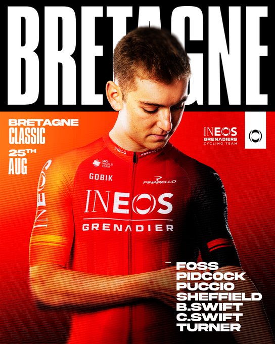 Bretagne Classic lineup graphic with the riders tagged. Magnus headlines.