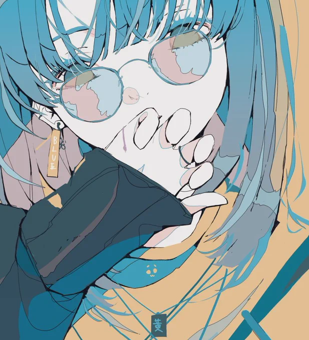 襟下に潜む青色ちゃんは少し寂しそう 