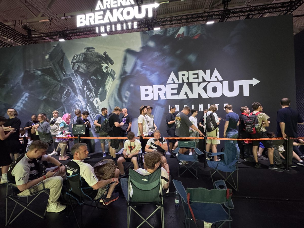 ArenaBreakoutPC's tweet photo. Campers in the queue now😁#Gamescom #Day3 #ABIGamescom #ArenaBreakoutInfinite https://t.co/rUoD2TDlE2