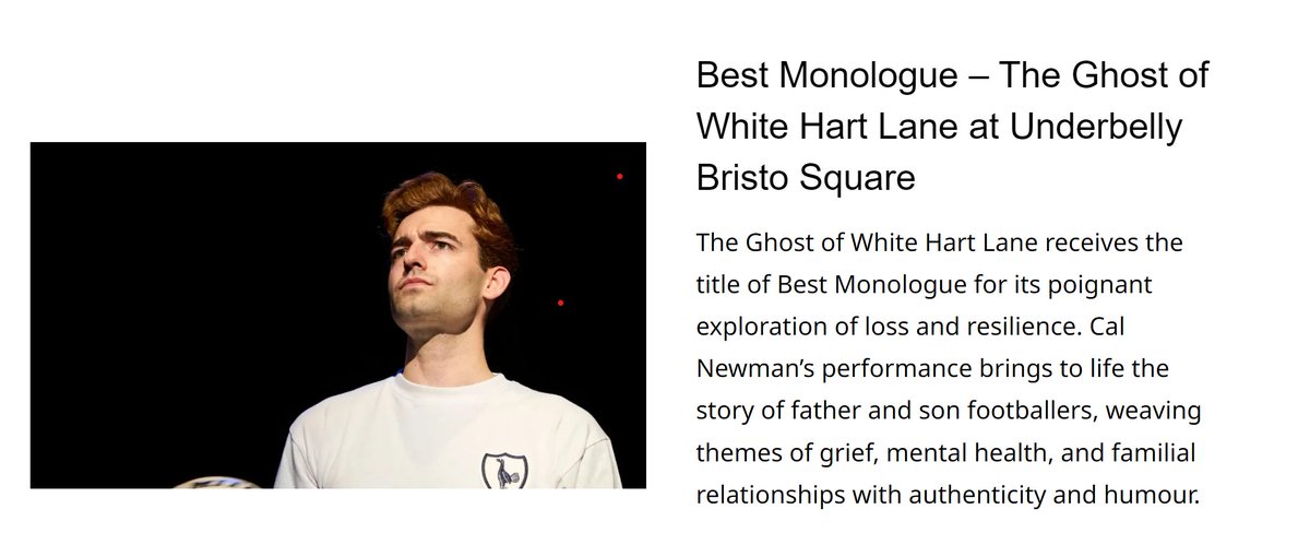 Bruised Sky (@bruisedsky) on Twitter photo Thanks so much <a href="/TheatreWeeklyUK/">TheatreWeekly</a> for naming The Ghost of White Hart Lane as Best Monologue! <a href="/TheMartinMurphy/">Martin Murphy π</a> <a href="/robawhite/">Rob White</a> <a href="/cal_newman_/">Callum Lewis Newman</a>
This is the cherry on the cake in addition to our Theatre Weekly 5 STARπreview! π° Thanks so much <a href="/TheatreWeeklyUK/">TheatreWeekly</a> for naming The Ghost of White Hart Lane as Best Monologue! <a href="/TheMartinMurphy/">Martin Murphy π</a> <a href="/robawhite/">Rob White</a> <a href="/cal_newman_/">Callum Lewis Newman</a>
This is the cherry on the cake in addition to our Theatre Weekly 5 STARπreview! π°