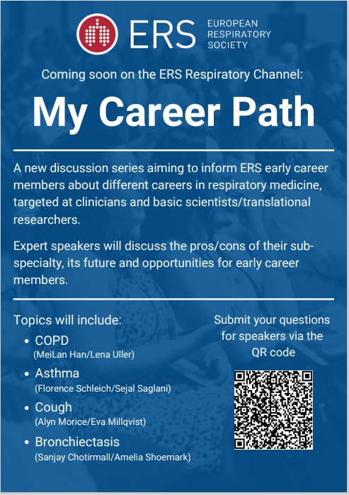 Dr Augusta (Gus) Beech (@augusta_beech1) on Twitter photo Coming soon to the <a href="/EuroRespSoc/">ERS</a> Respiratory Channel!
A new interactive discussion series aiming to inform early career professionals about different career paths in respiratory medicine.
We want to hear questions from YOU! 💡
<a href="/DrSachinAnanth/">Sachin Ananth</a> <a href="/EarlyCareerERS/">ERS Early-Career Members</a> Coming soon to the <a href="/EuroRespSoc/">ERS</a> Respiratory Channel!
A new interactive discussion series aiming to inform early career professionals about different career paths in respiratory medicine.
We want to hear questions from YOU! 💡
<a href="/DrSachinAnanth/">Sachin Ananth</a> <a href="/EarlyCareerERS/">ERS Early-Career Members</a>