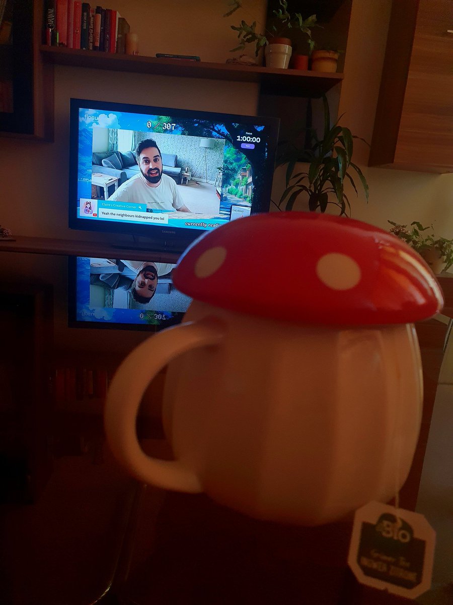 Spending the rest of the afternoon, watching back <a href="/TheGavGav7/">Gavin Hetherington</a>'s Reading Sprints while reading The Silmarillion and drinking tea from my fav mushroom mug. 🥰🥰 Coziest friday afternoon ever. 💚💚