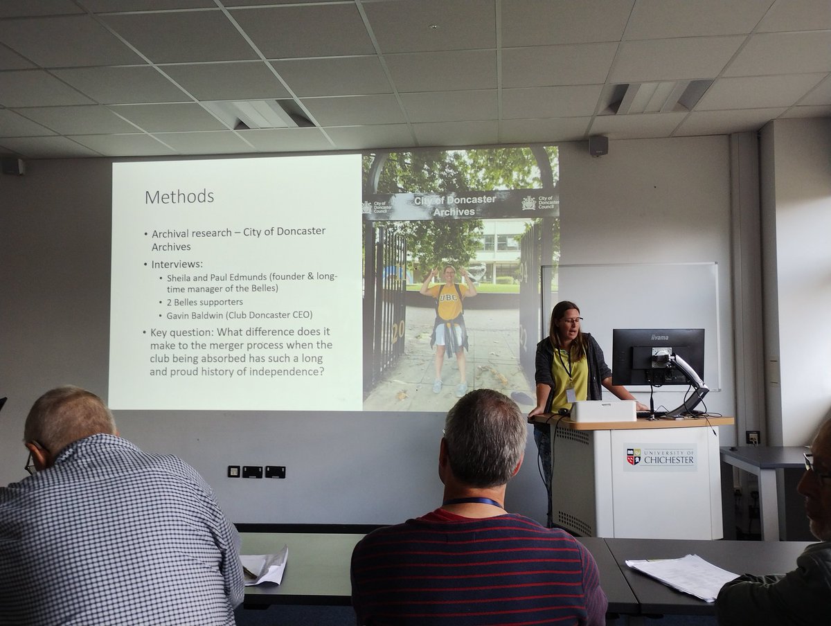 DrAlexJack1's tweet photo. As always it's great listening to @RafNicholson and her insightful ongoing research into women's football and it's governance - this time on the famous Doncaster Belles

#BSSH https://t.co/o8z3Hga7Xa