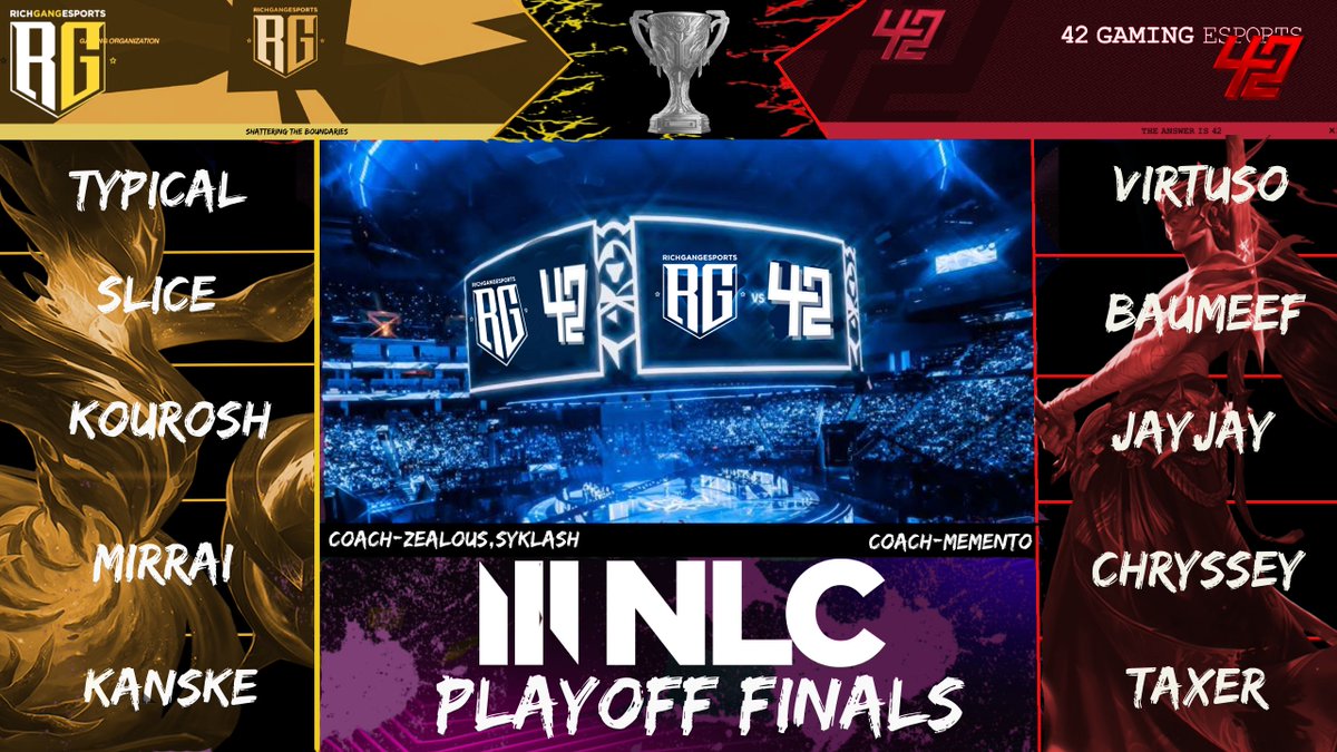 ITS GRAND FINALS DAY! and once again we face off against our new rivals <a href="/42Gaming_/">42 Gaming</a> its going to be a battle for the ages so make sure you all turn up to support 18 CET twitch.tv/nlclol BE THERE 👑