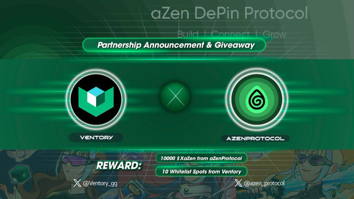 azen_protocol's tweet photo. 🚨 Partnership Announcement & #Giveaway 

💰 Prizes: 10,000 $XaZen Tokens & 10 Whitelist Spots 🎟️

🎯 How to Enter:
•Follow @azen_protocol & @Ventory_gg
•Like & Retweet this post ❤️🔁
•Comment “Congrats” below 🎉

⏳ Hurry! This event is live for 72 hours only! Rewards will be distributed immediately after. Don’t forget to invite your friends for an even better chance to win! 🎁