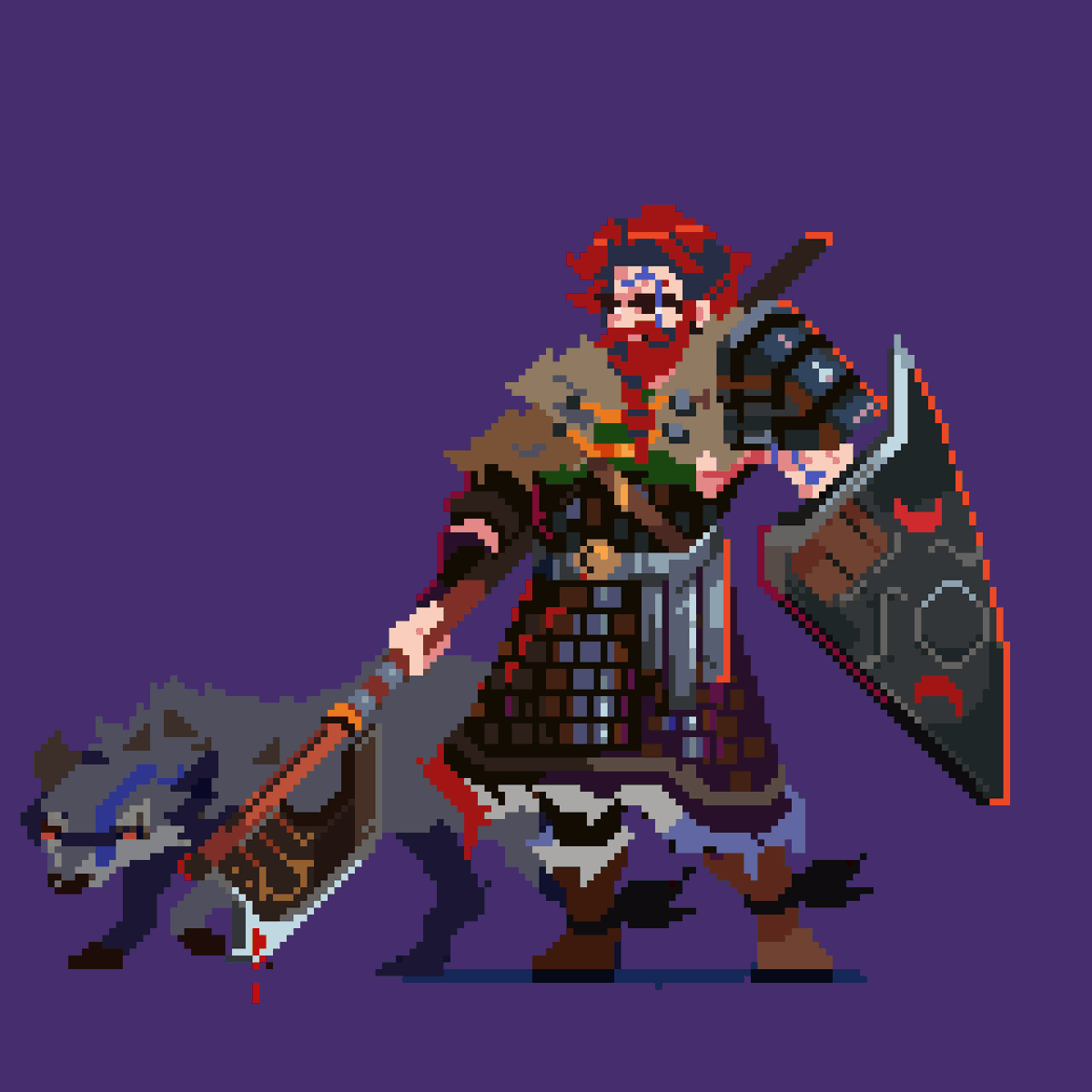 Viggo, I love the blue shadow on the hair for this character and yes I also enjoy drawing wolfs #pixelart