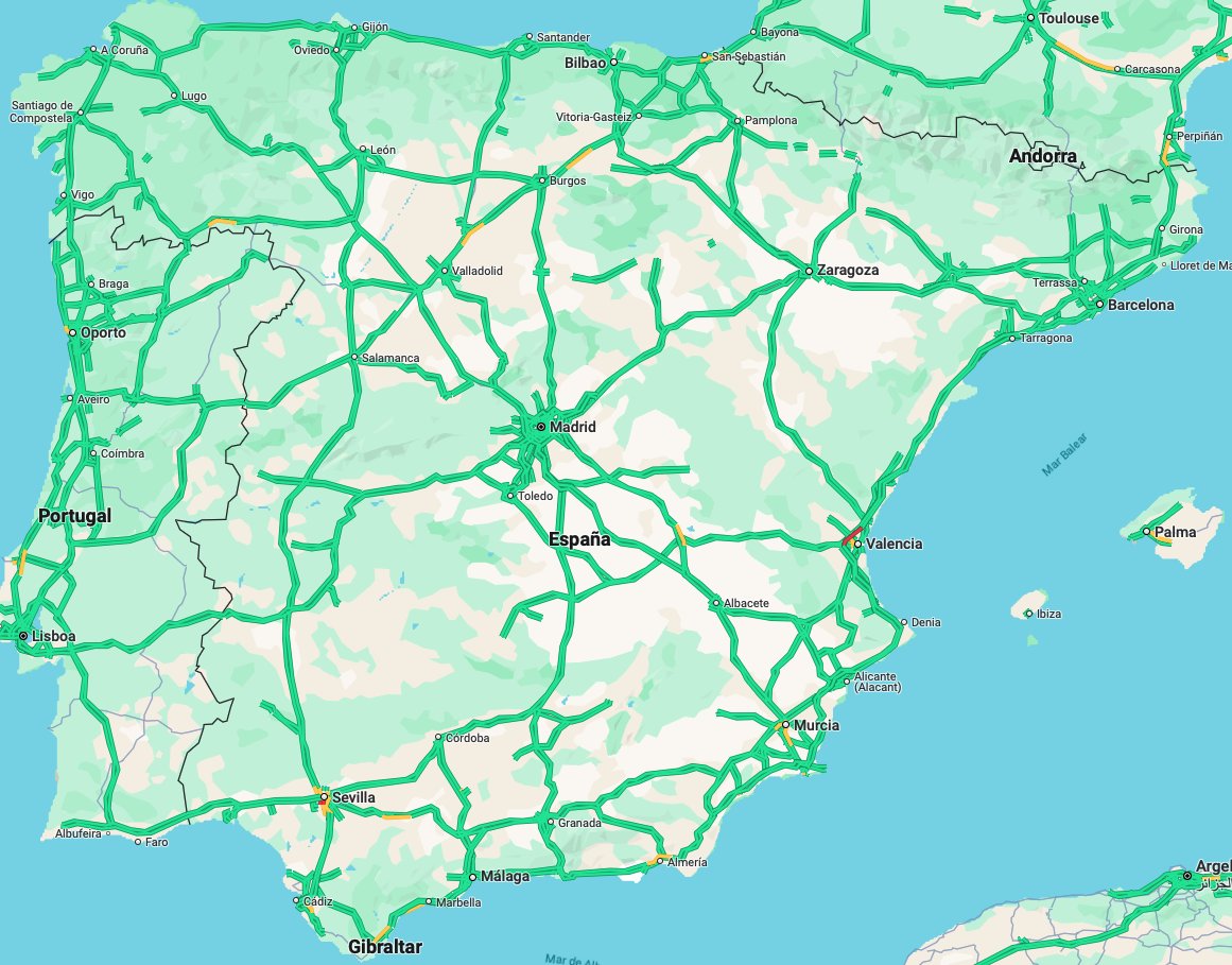 Este es el mapa de las autovías de España. Si miramos los 3 espacios más grandes sin autovía son: