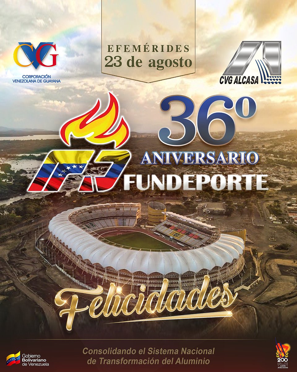 Ya son 36 años contribuyendo con el deporte en Bolívar y, en particular, apoyando las prácticas de distintas disciplinas de las y los trabajadores.   

Hoy #CVGFundeporte está de aniversario, por lo que #CVGAlcasa felicita a todos los que laboran en esta empresa.

¡Felicidades!