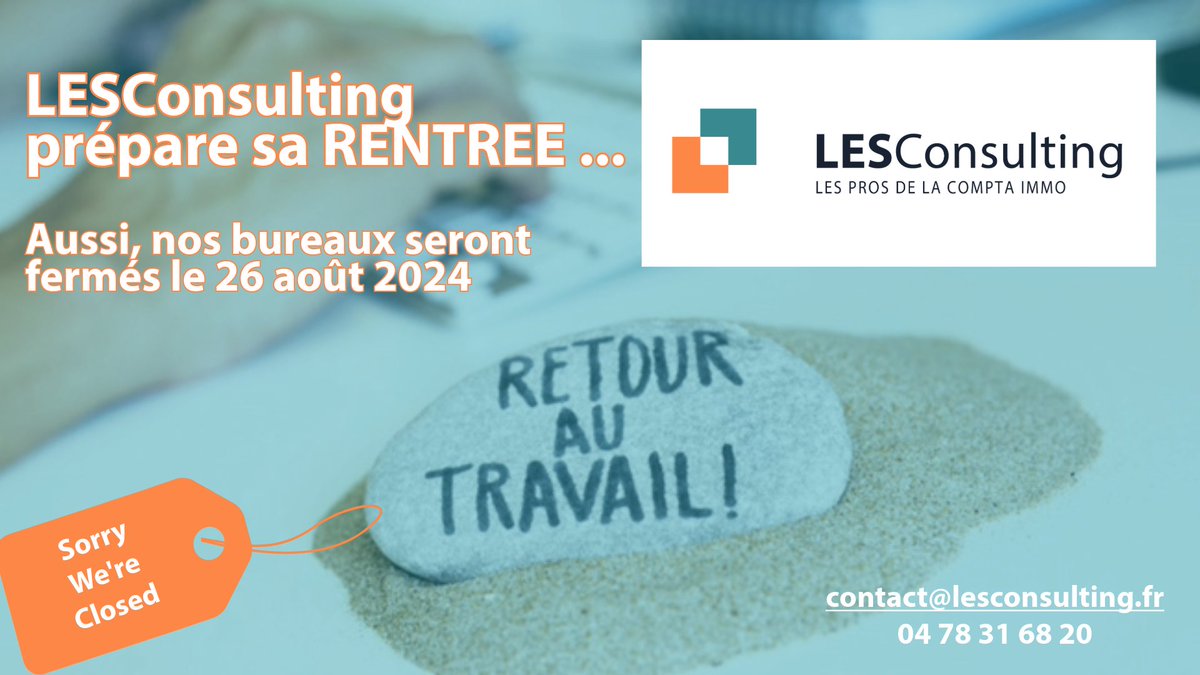 lblesconsulting's tweet photo. ✨[Fermeture Exceptionnelle]✨
LESConsulting ferme exceptionnellement ses bureaux ce lundi 26 août 2024 afin de nous préparer au mieux pour la rentrée ! 🎓🚀
Nous reviendrons plus motivés que jamais, prêts à vous accompagner dans tous vos projets dès le mardi 27 août. https://t.co/HsXXpkWhJJ