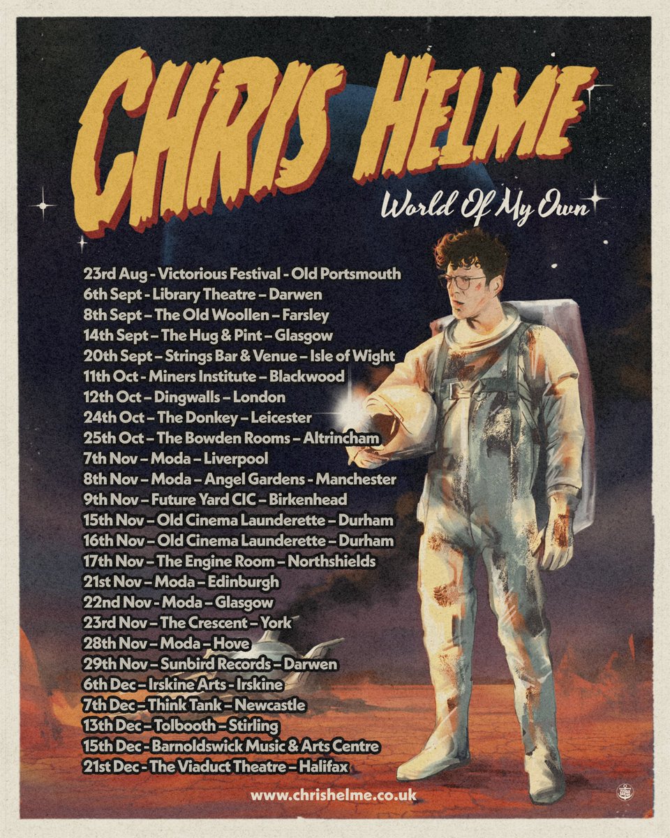 Here’s where I’ll be making noise from now til new year. 

Lots of new dates added - visit chrishelme.co.uk for tickets and info x 

🐒