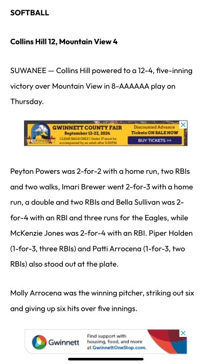 ImariBrewer11's tweet photo. Went 2 for 3 in our first BIG region win over Mountain View last night! 🦅@ChandlerPentec1 @SydneyChambley @ApexUnitedSB https://t.co/4WUJOtHvtX