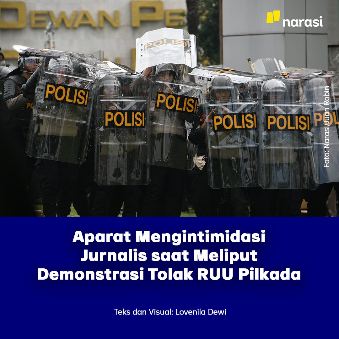 Jurnalis lagi meliput aksi kok malah diintimidasi? 😪

Simak beberapa laporan jurnalis yang mendapat intimidasi dan kekerasan saat meliput aksi demonstrasi Tolak RUU Pilkada, Kamis (22/8/2024). 👇

| Narasi Daily