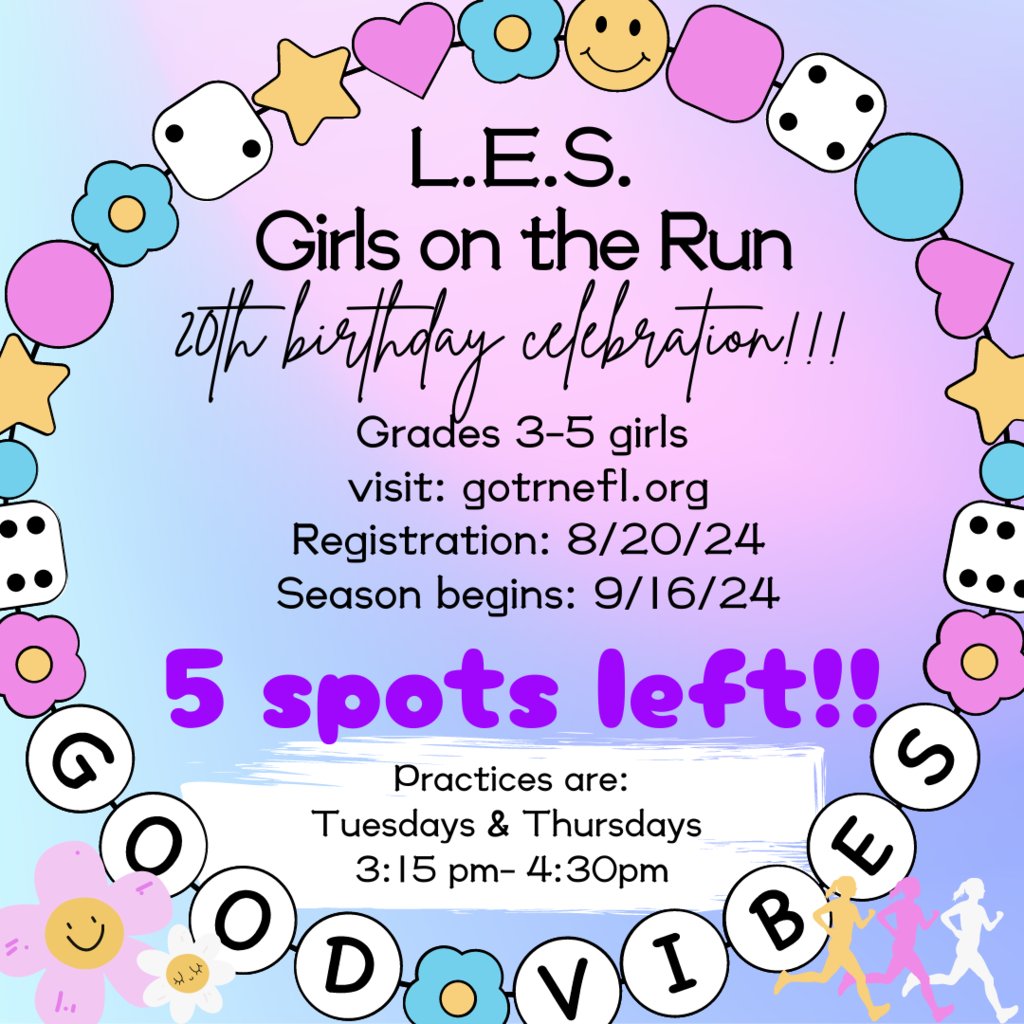 Only 5 spots left for Girls on the Run!