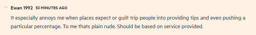 Lucy Warwick-Ching (@warwickching) on Twitter photo Do you have strong opinions on tipping in restaurants? Take part in the <a href="/FT/">Financial Times</a> Big Question poll. And you can also have your say on the topic in the comments section (like this FT reader): ft.com/content/1bd128… Do you have strong opinions on tipping in restaurants? Take part in the <a href="/FT/">Financial Times</a> Big Question poll. And you can also have your say on the topic in the comments section (like this FT reader): ft.com/content/1bd128…