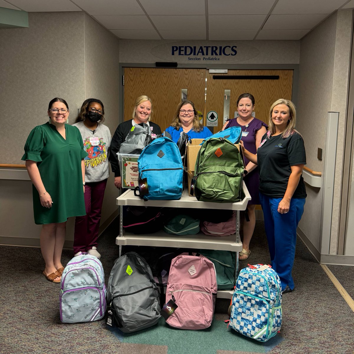 HarnettHealth's tweet photo. The Betsy Johnson Hospital Pediatrics department helped to sponsor a book bag drive for Harnett County schools! 

#givingback #backtoschool #backpackdrive #harnetthealth https://t.co/JEIbVvnfSo