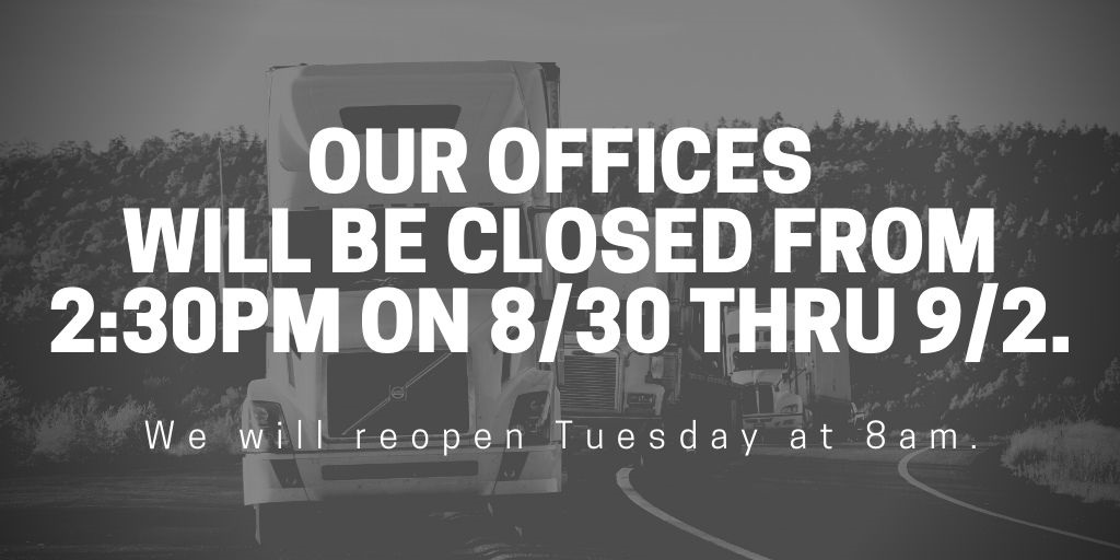 Our offices will close at 2:30pm CST on Friday, August 30th, and remain closed through Labor Day.