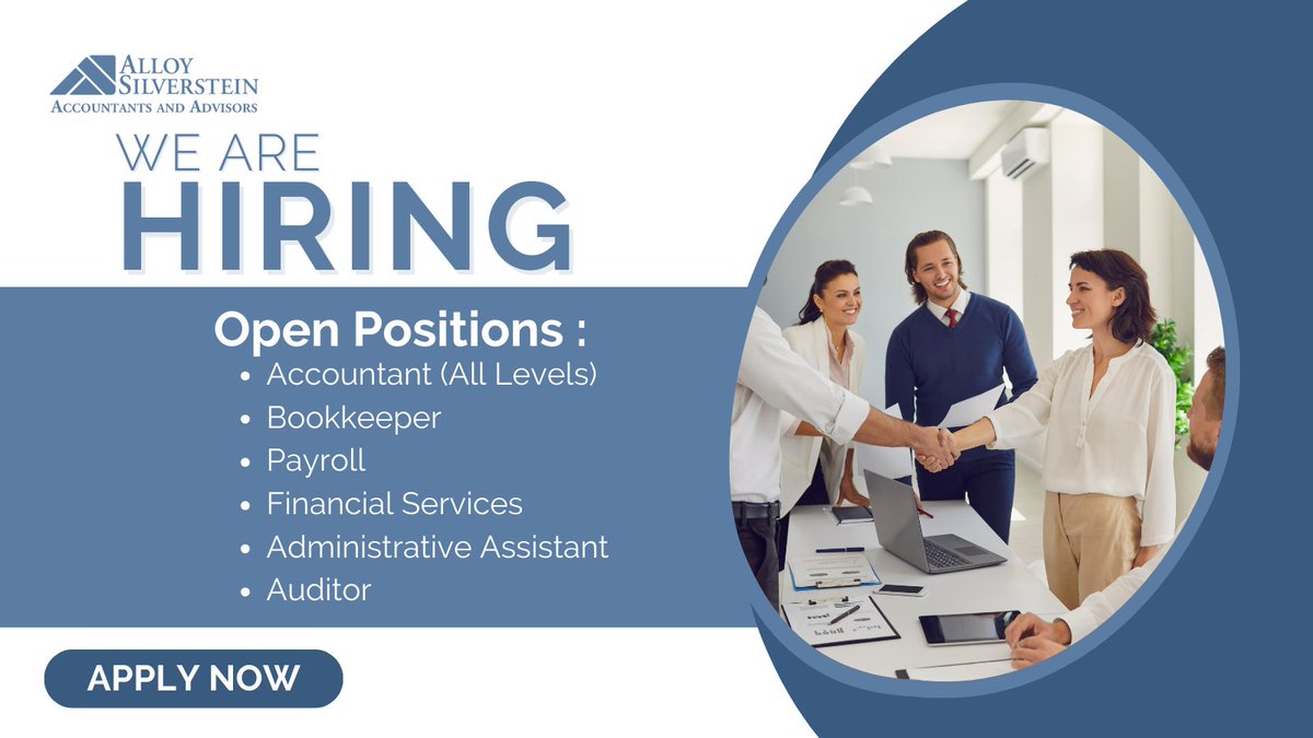 AlloyCPAs's tweet image. The professionals that call #AlloySilverstein home each day look forward to surprises and being on their toes, because in all honesty, there’s not an ordinary work flow day after day.

Learn more about joining #TeamAlloy today at bit.ly/3h8luZo.

#hiring #werehiring
