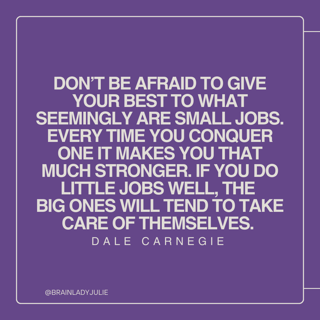 Happy Friday! This is a great attitude to keep as we brainstorm our way through our problems or challenges. Each smaller challenge conquered provides a step up to assist in overcoming the larger ones.