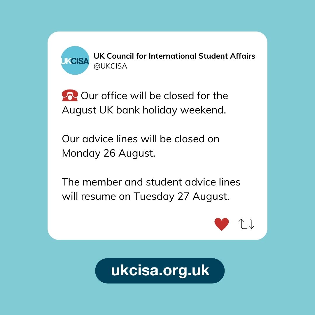 ☎️ Our office and both the member and student advice lines will be closed for the August UK bank holiday on Monday 26 August and will re-open on Tuesday 27 August.