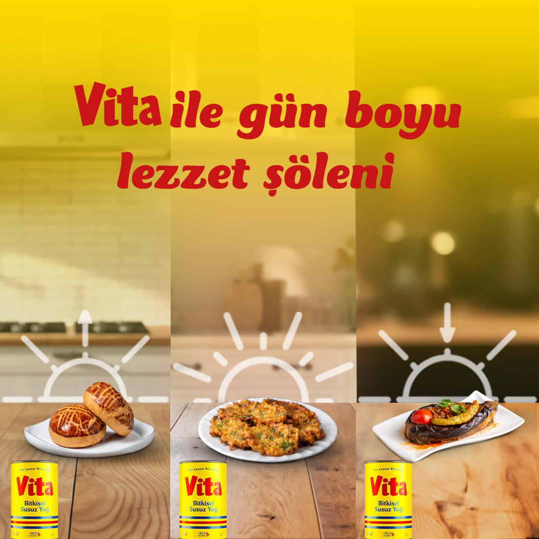 Mutfağınızda Vita varsa gün boyu sürecek lezzet garanti. Yemeklerinizi Vita ile taçlandırın, gün boyu leziz yemeklerin tadını çıkarın.