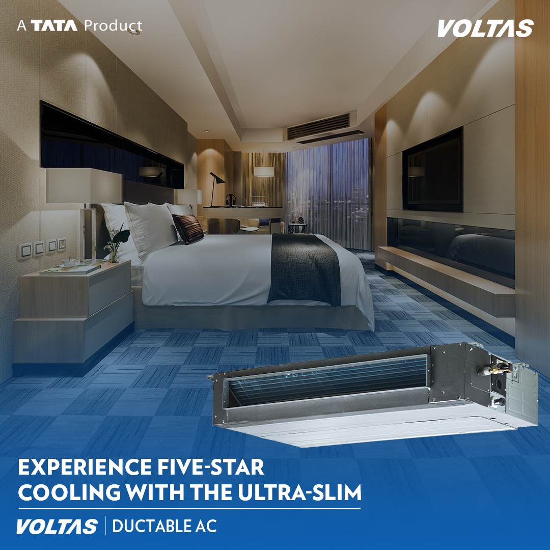 myvoltas's tweet photo. Enhance your hotel's charm with Voltas Hideaway Ductable AC. 
Offering five-star cooling for a perfectly chilled atmosphere, ensuring every guest enjoys a stay that’s both cool and cozy!

To shop our products visit https://t.co/g5GxQ5Ng7I

#Voltas #VoltasAC https://t.co/jiLnEnFHEn